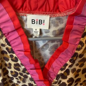 BiBi Leopard Print Blouse with Pink and Red Accents